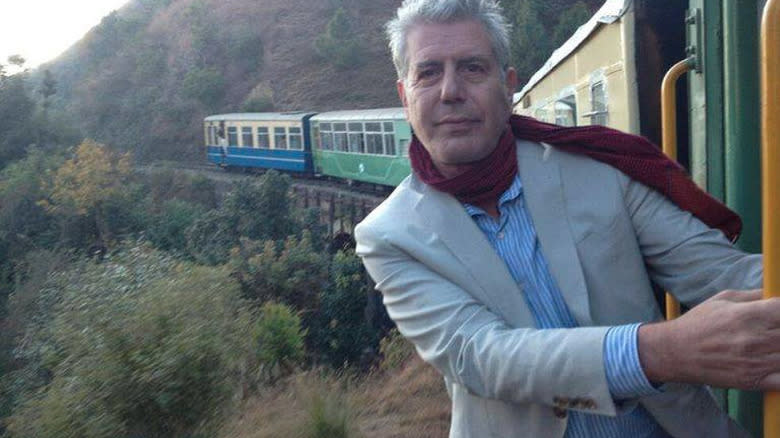 Anthony Bourdain on the train