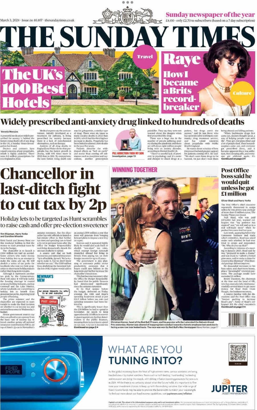 Sunday Times front page 03/03/2024