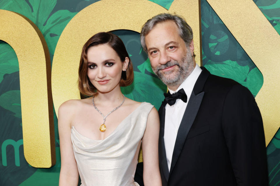 maude and and Judd Apatow at an event