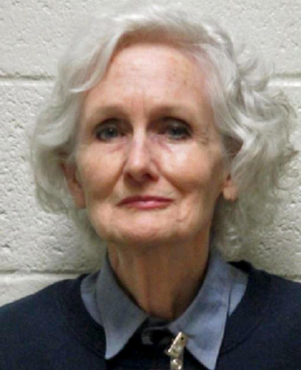 This undated photo provided by the Nevada Department of Corrections shows Margaret Rudin, 76, the Las Vegas socialite dubbed a "black widow killer," following the 1994 slaying of her millionaire husband and her years as a fugitive before her arrest in 1999. Rudin was released from prison Friday, Jan. 10, 2020, after winning parole from her 20-years-to-life sentence for the killing of real estate mogul Ron Rudin. She is appealing her 2001 murder conviction, maintaining that she is innocent. (Nevada Department of Corrections via AP)