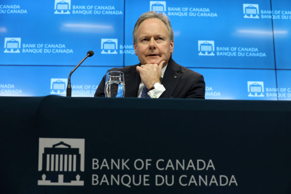 FILE PHOTO: Bank of Canada Governor Stephen Poloz listens to a question during a news conference in Ottawa, Ontario, Canada, January 9, 2019. REUTERS/Chris Wattie/File Photo