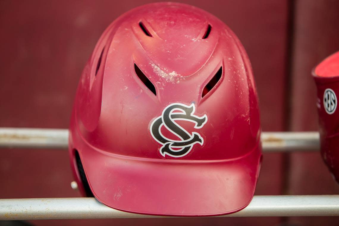 South Carolina Gamecocks helmet during their scrimmage at Founders Park.