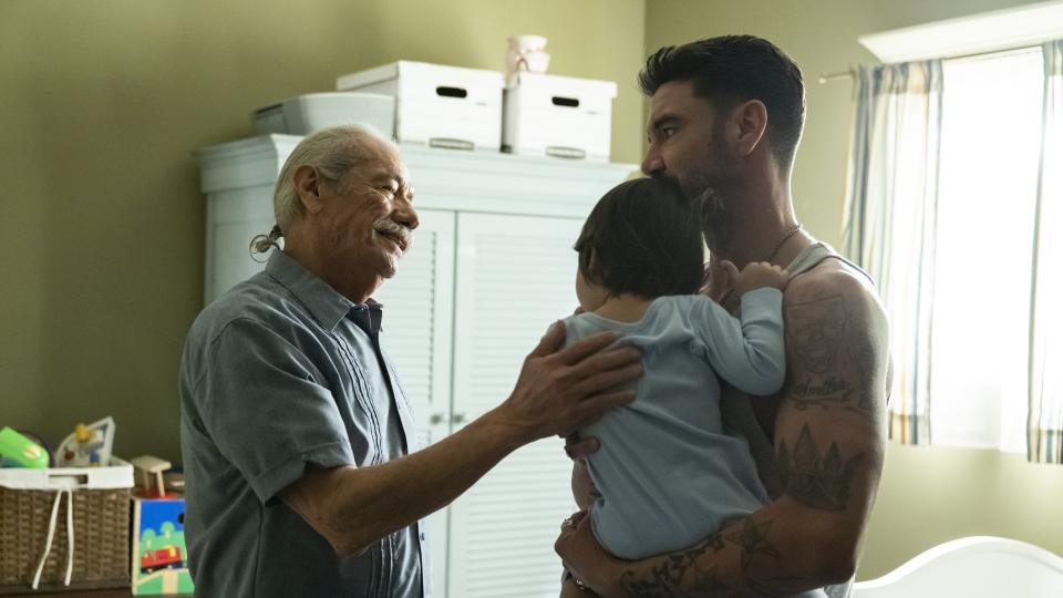 Edward James Olmos and Clayton Cardenas in Mayans M.C.