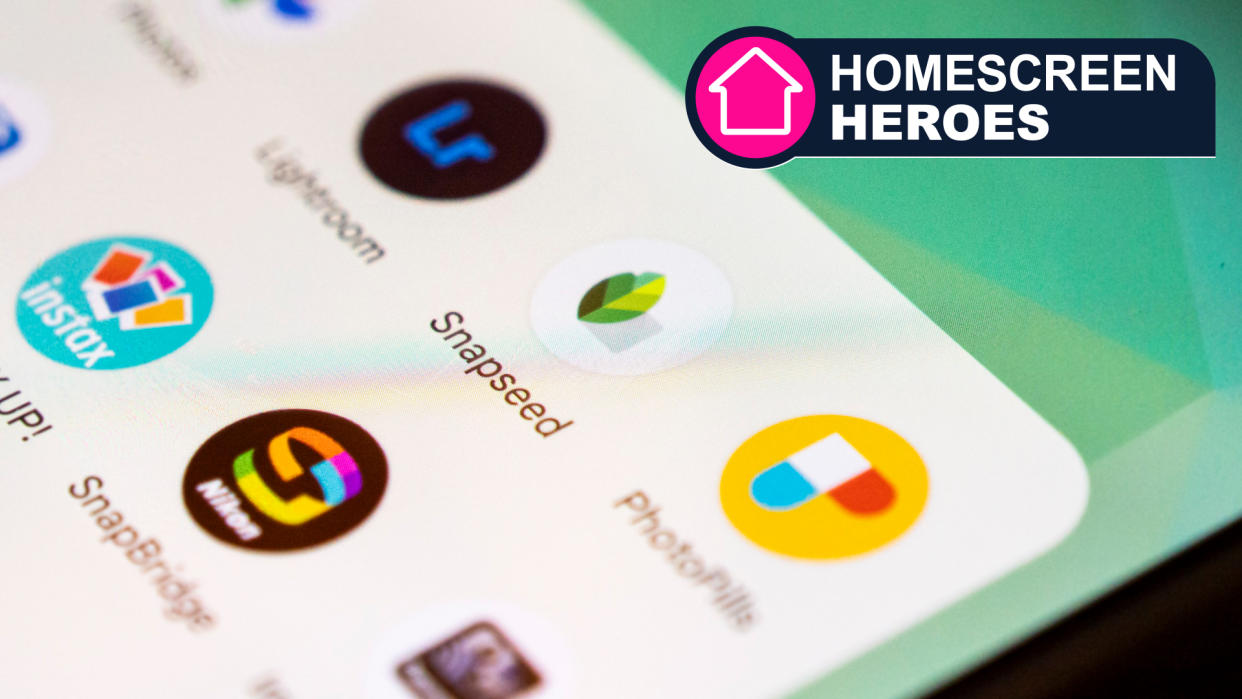  Screenshot of a phone UI with the Snapseed app for Homescreen Heroes series  