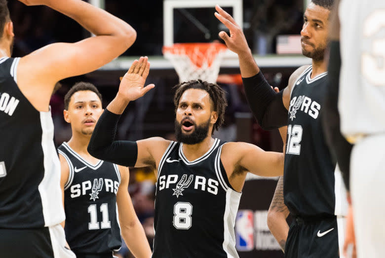 Spurs guard Patty Mills was subjected to racist taunts in Cleveland on Sunday. (Getty Images)