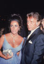 <p> Obviously the rich light blue Edith Head gown is a stunning choice for Elizabeth Taylor (and a bit unusual for the buttoned-up event), but what really turned heads was the 69-carat diamond Burton had purchased for her. Originally made as a ring, Taylor felt it was too heavy and made into a necklace. The "Taylor-Burton" diamond was reportedly in the top 20 of largest diamonds in the world, at least when it went up for auction. </p>