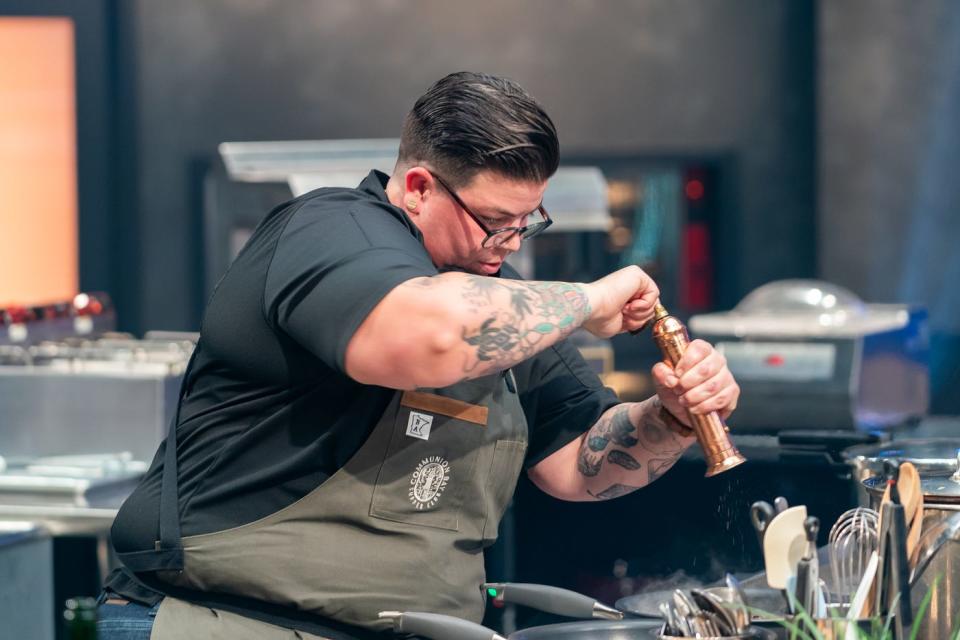 Chef Britt Rescigno competes during the East B Second Round Matchup of Food Network's "Tournament of Champions," which aired March 24.