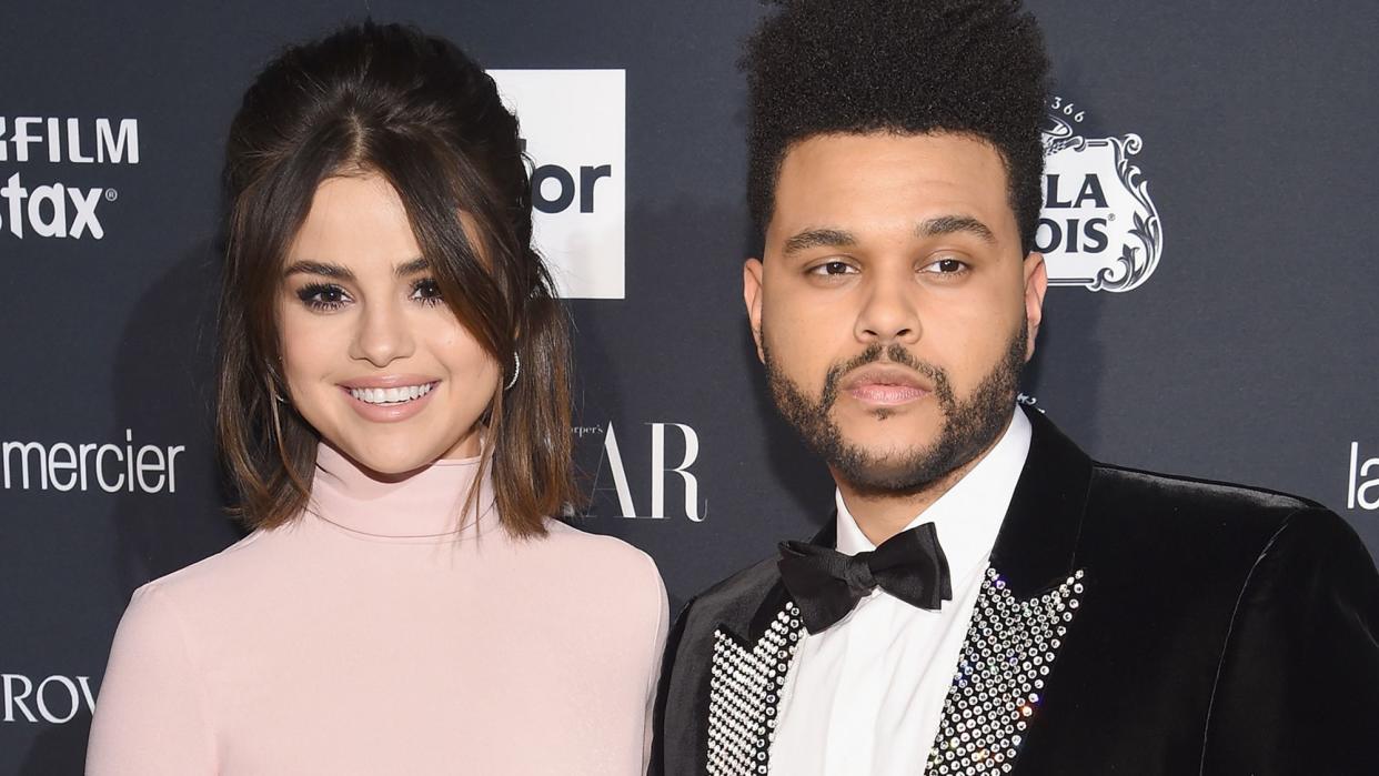 Selena Gomez (L) and The Weeknd attend Harper's BAZAAR Celebration of "ICONS By Carine Roitfeld" at The Plaza Hotel, September 8, 2017 in New York City