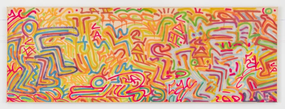 Keith Haring / LA II, Untitled, 1983. Spray paint in wood, 45.3 x 124.0
inches.