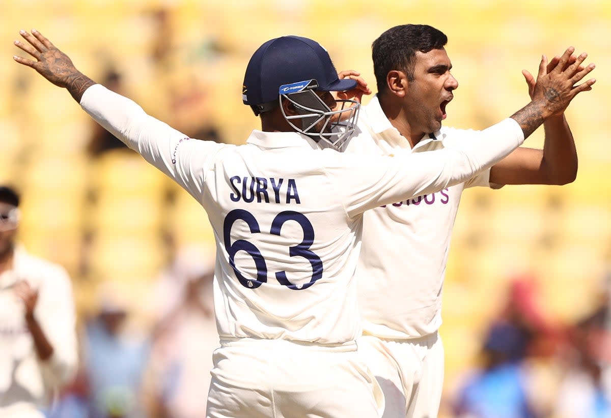 India celebrate after Ravi Ashwin takes the wicket of Matthew Renshaw (Getty Images)