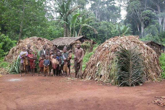 A group photo of the Baka people.