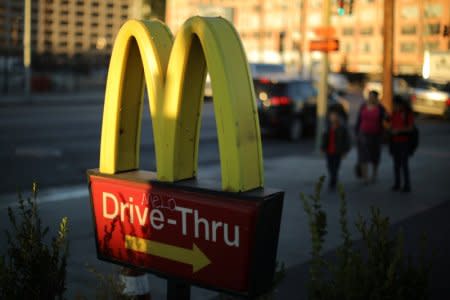 The logo of a McDonald's Corp  restaurant is seen in Los Angeles, California, U.S. October 24, 2017. REUTERS/Lucy Nicholson