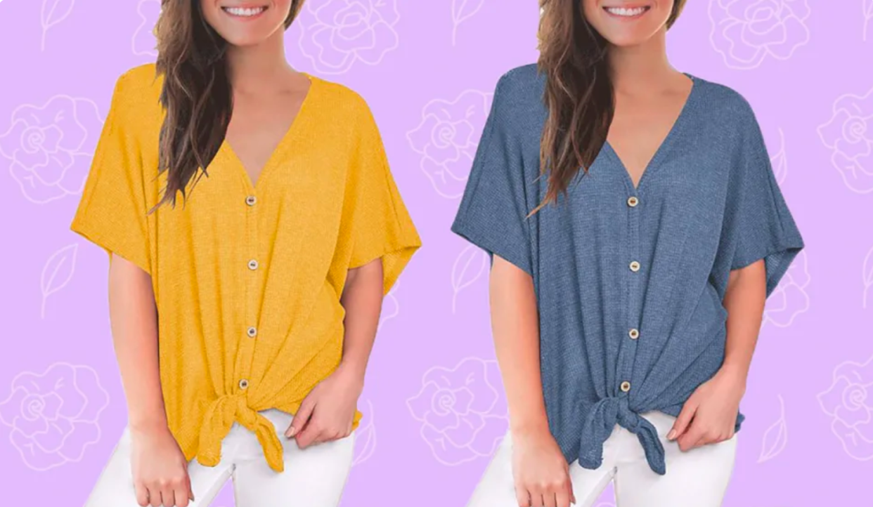 The Miholl Tie-Front Blouse is the ultimate summer top you never knew you needed — until now. And it's marked down to $21. (Photo: Amazon)