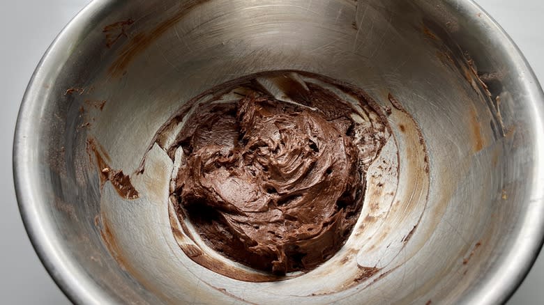 chocolate cheese fudge in a bowl