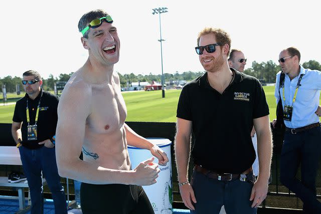 <p>Chris Jackson/Getty</p> Prince Harry and David Wiseman at the Invictus Games in Orlando, Florida in May 2016.