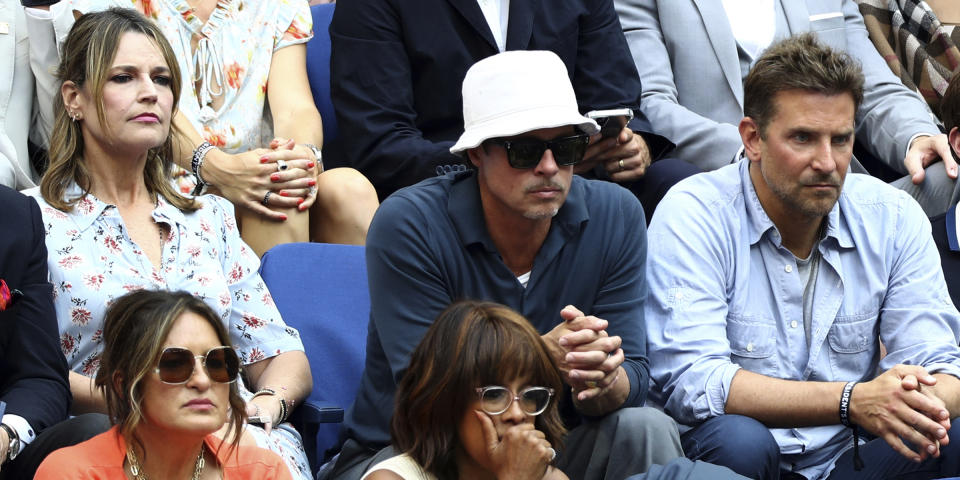 Brad Pitt,Bradley Cooper,Gayle King,Savannah Guthrie,Rami Malek,Mariska Hargitay,Ben Stiller,Laverne Cox,20210912 Novak Djokovic v Daniil Medvedev (Allison Joseph / USTA via AP)