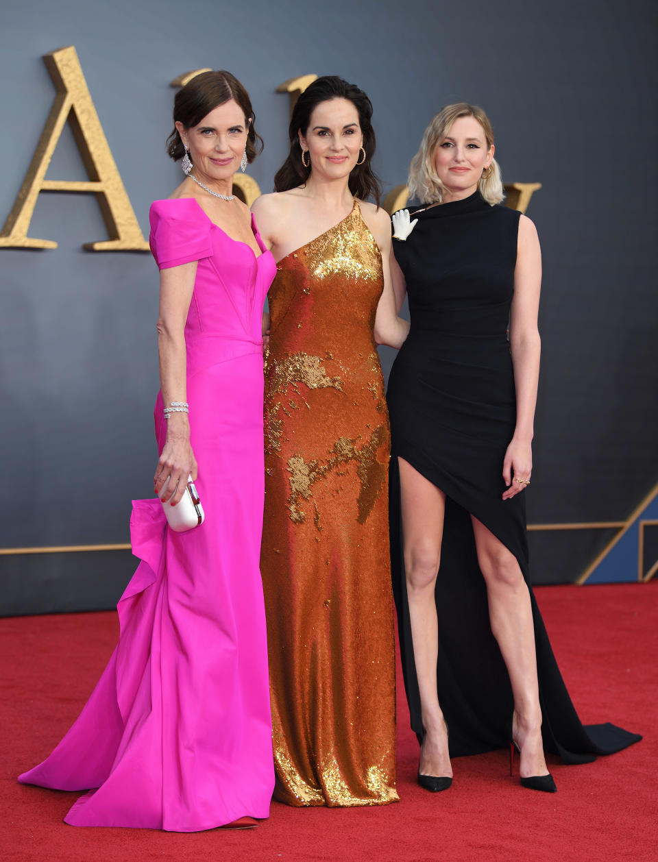 Elizabeth McGovern, Michelle Dockery and Laura Carmichael attend the steal the show at the Downton Abbey World Premiere on Monday [Photo: Getty Images]