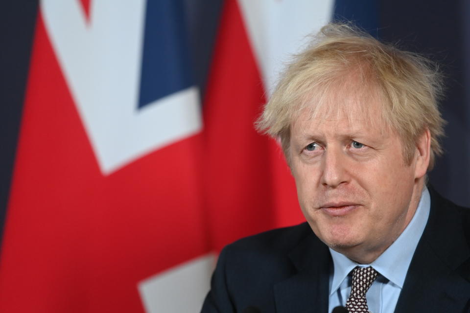 LONDON, ENGLAND - DECEMBER 24: Prime Minister, Boris Johnson holds a press conference on reaching a Brexit trade deal in Downing Street on December 24, 2020 in London, England. Four and a half years after British voters elected to leave the EU, and mere days before the latest and presumably final deadline, UK and EU leaders have announced a trade deal defining the terms of the breakup. (Photo by Paul Grover - WPA Pool/Getty Images)