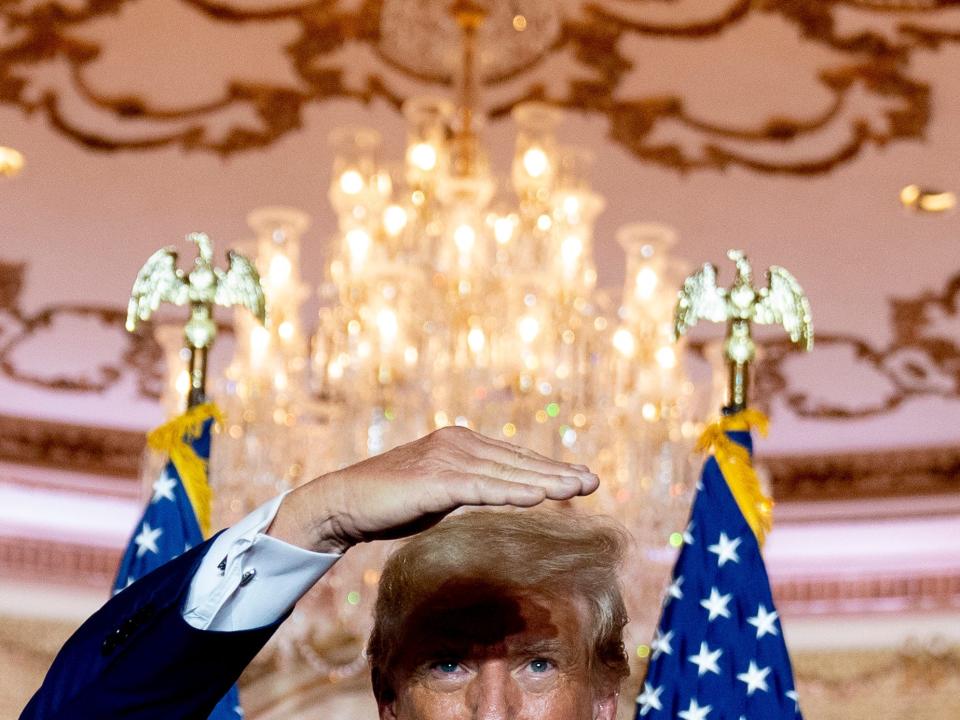 Half of Trump's face peeking into the frame