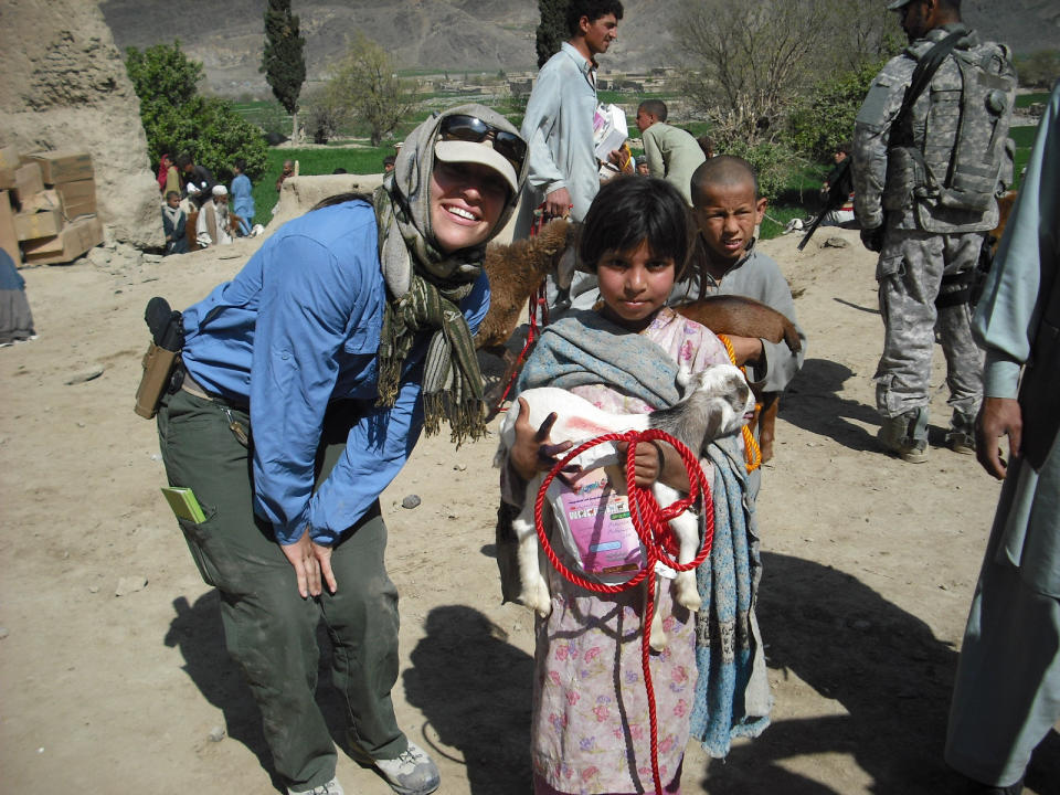Claire Russo in Afghanistan near the Pakistan border, on a mission with the 1st Battalion, 503rd Infantry Army Paratroopers.  "I spoke with the district governor that day about how we could help to get a woman working for the Ministry of Womens Affairs working in his district," Russo writes.