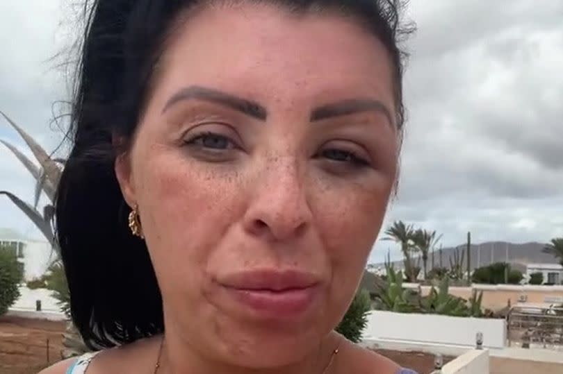 Tara Omidi on the Canary Islands with her swollen eye