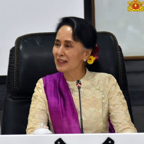 Aung San Suu Kyi, Burma's leader, faces international pressure over her regime's treatmetn of the Rohingya - Credit: AP/AP 