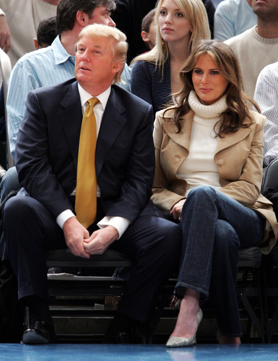 With Melania Trump at the Washington Wizards vs New York Knicks game in New York City.