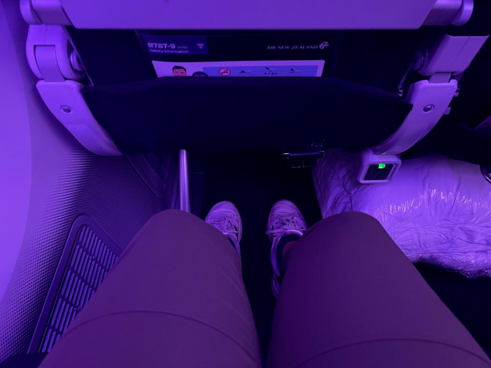 Me showing the leg room.