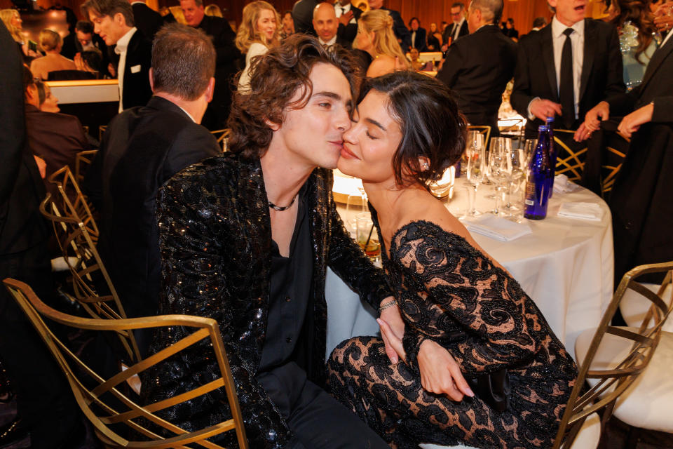 Timothée Chalamet and Kylie Jenner. (Christopher Polk/Golden Globes via Getty Images)