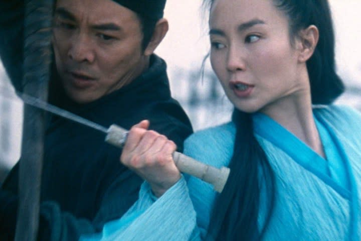 Maggie Cheung and Jet Li cross swords in Hero.