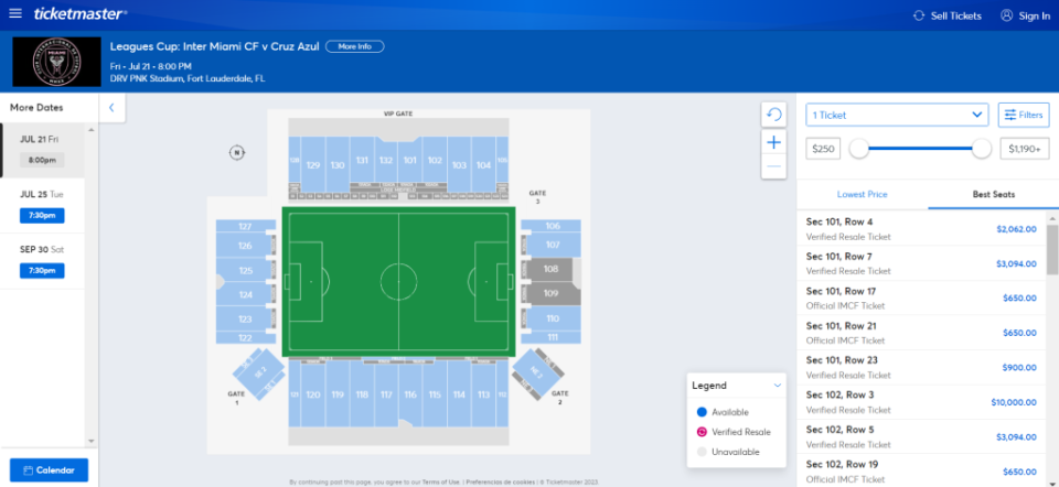 Así están los precios de entradas para el debut de Lionel Messi el viernes con el Inter de Miami.