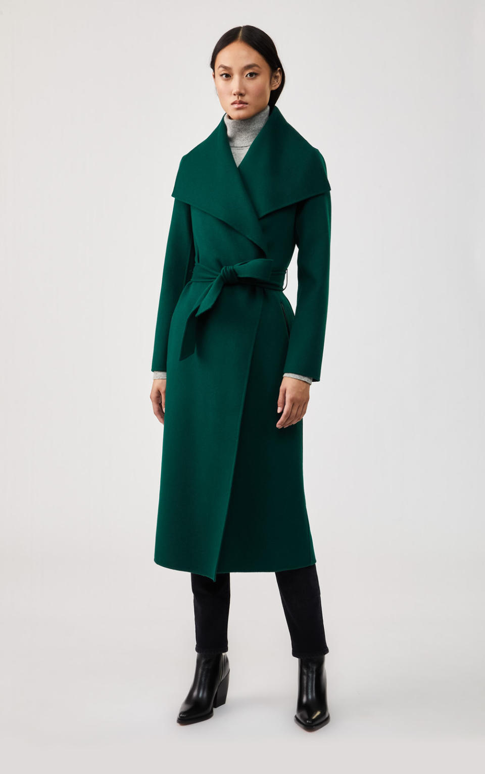 MAI Double-face Wool Coat with Waterfall Collar