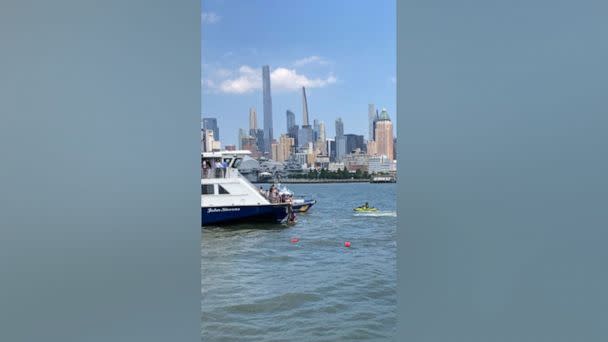 PHOTO: People are rescued after a boat overturned on the Hudson River on July 12, 2022. (NY Waterways)