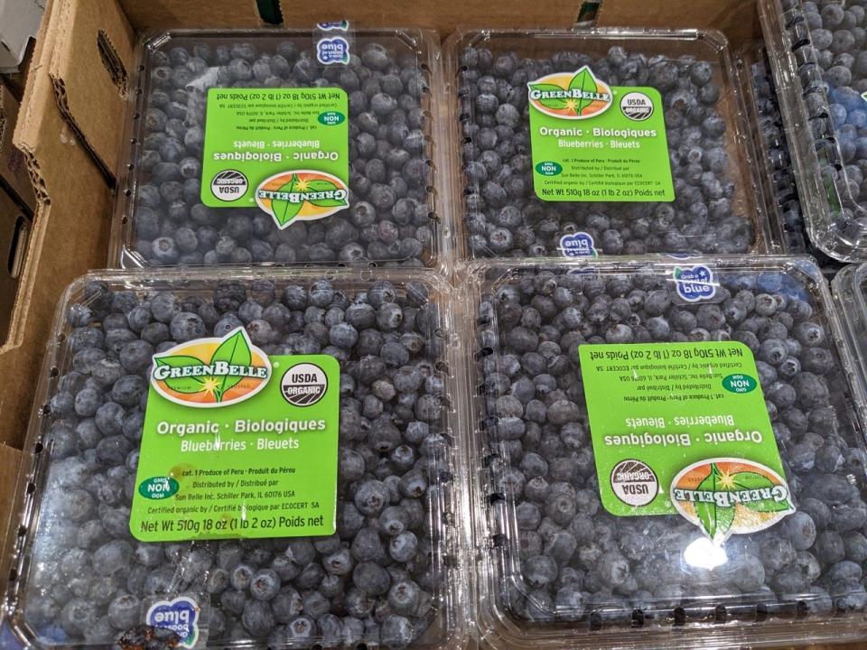 Large packs of blueberries at Costco