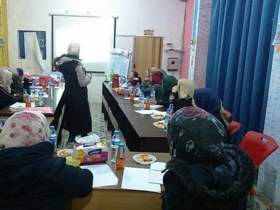 Muzna training and educating women through Women Now for Development in Idlib (Women Now)