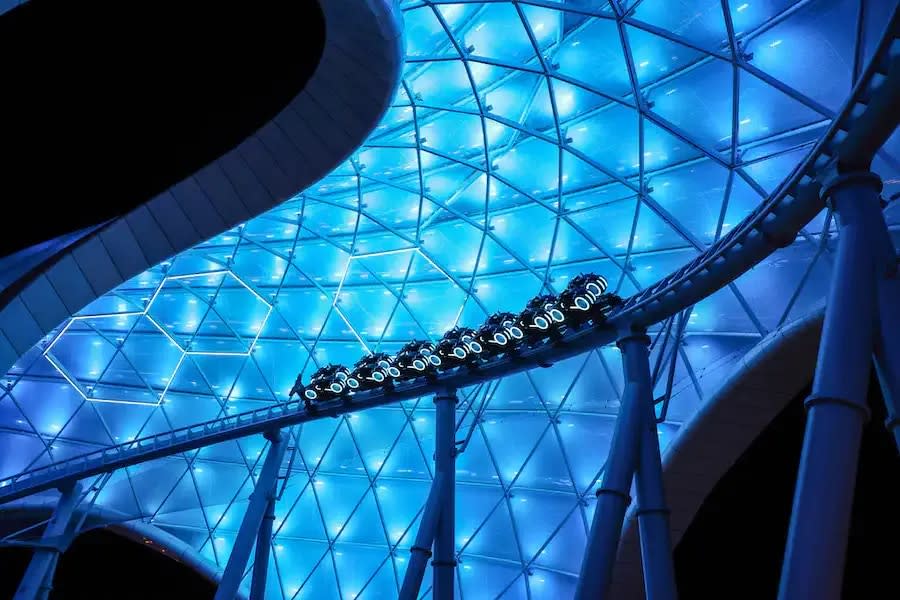 Walt Disney World on Monday shared a first look at the TRON Lightcycle / Run canopy officially powered on.