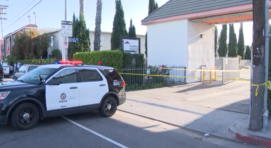 The Los Angeles Police Department is investigating after two pedestrians were struck by a driver in a parking lot in Van Nuys. One of the victims died at the scene. LAPD says an object became lodged between the gas pedal and floorboard, causing the driver to lose control on April 26, 2024. (KTLA)