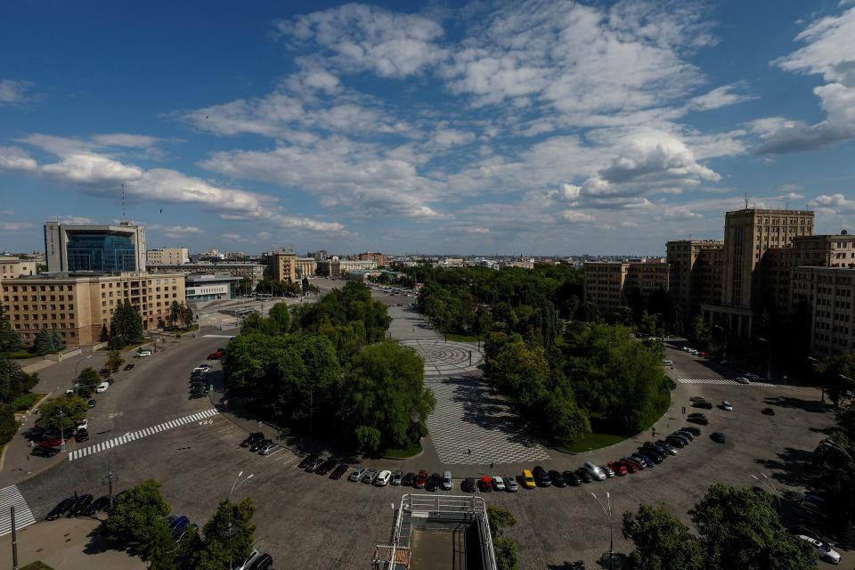 An aerial shot shows the centre of Kharkiv, Ukraine’s second largest city in the northeast (REUTERS)