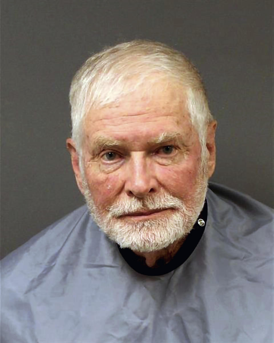 This photo provided by the Santa Cruz County Sheriff's Office in Nogales, Arizona, shows rancher George Alan Kelly, 73, who is being held on $1 million bond in the fatal shooting last week of a man tentatively identified as a Mexican man on his property. Kelly faces a charge of first-degree murder. Authorities have not released a motive in the case and it was unknown if the men previously knew each other. (Santa Cruz County Sheriff's Office via AP)