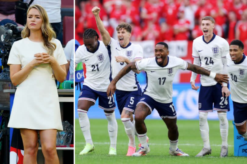 Laura Woods alongside England players