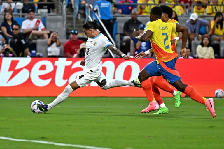 Darwin Núñez tuvo oportunidades, pero el gol se le resistió en el partido entre Uruguay y Colombia, en las semifinales de la Copa América, en el Bank of America Stadium, en Charlotte, Carolina del Norte, el 10 de julio de 2024 (Chandan Khanna)