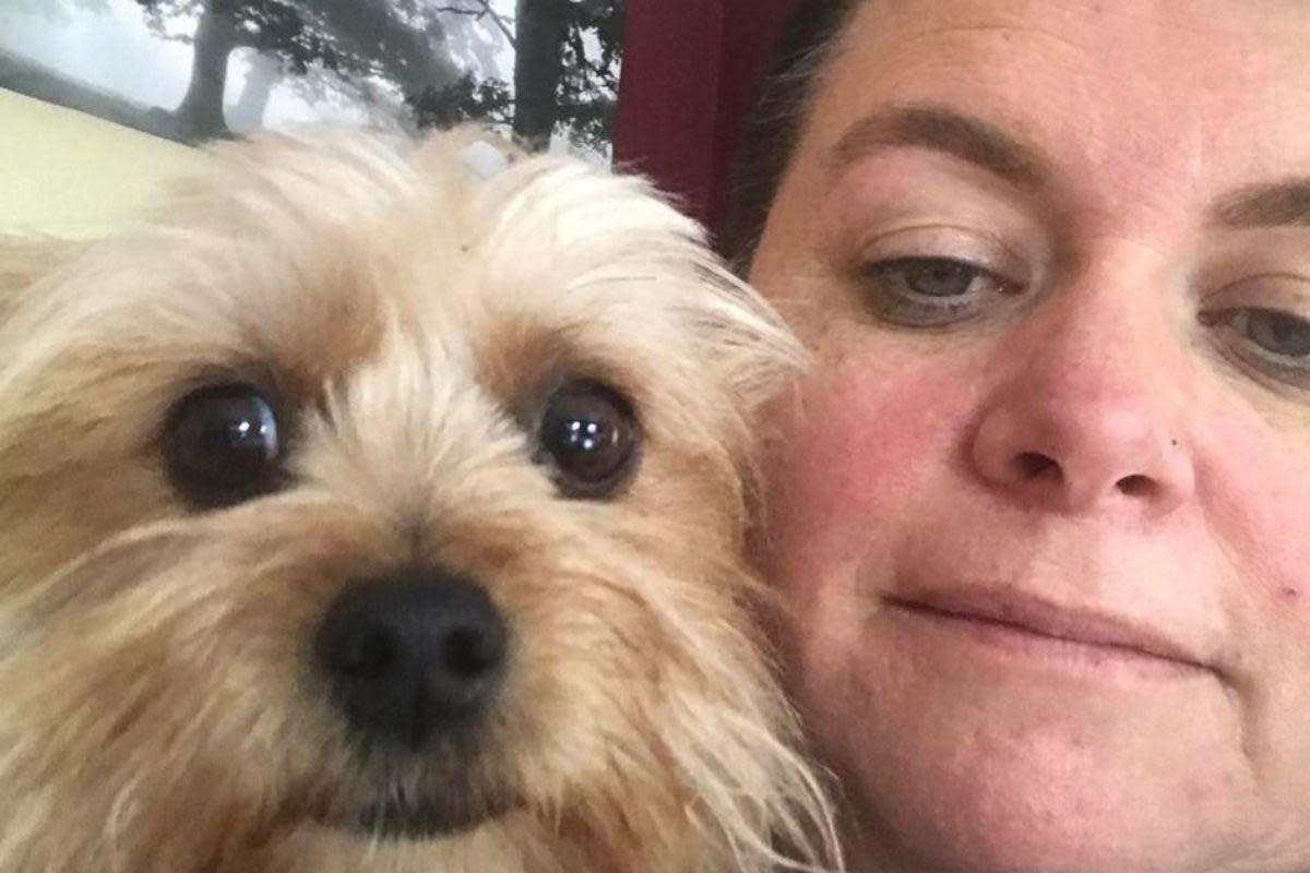 Karen Hart and her dog Lola which was killed after being mauled to death in Swindon <i>(Image: Karen Hart)</i>
