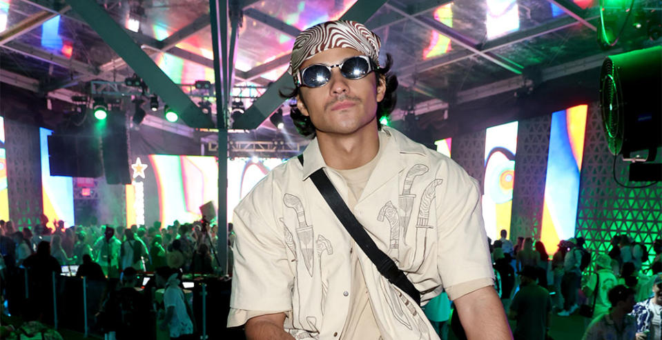 Brandon Perera enjoys a Heineken Silver at the Heineken House at the 2023 Coachella Valley Music and Arts Festival on April 14, 2023 in Indio, California.