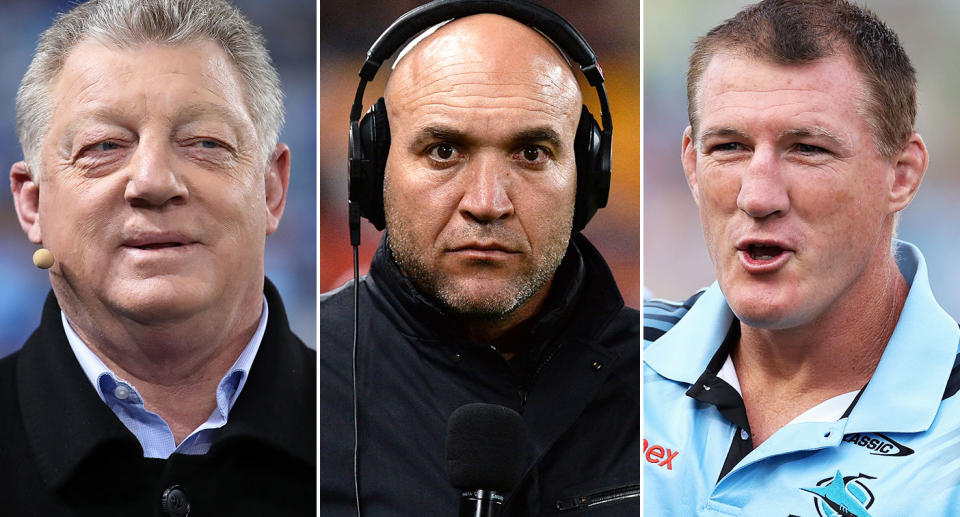Pictured left to right, Former NSW coach Phil Gould, Gorden Tallis and Paul Gallen.