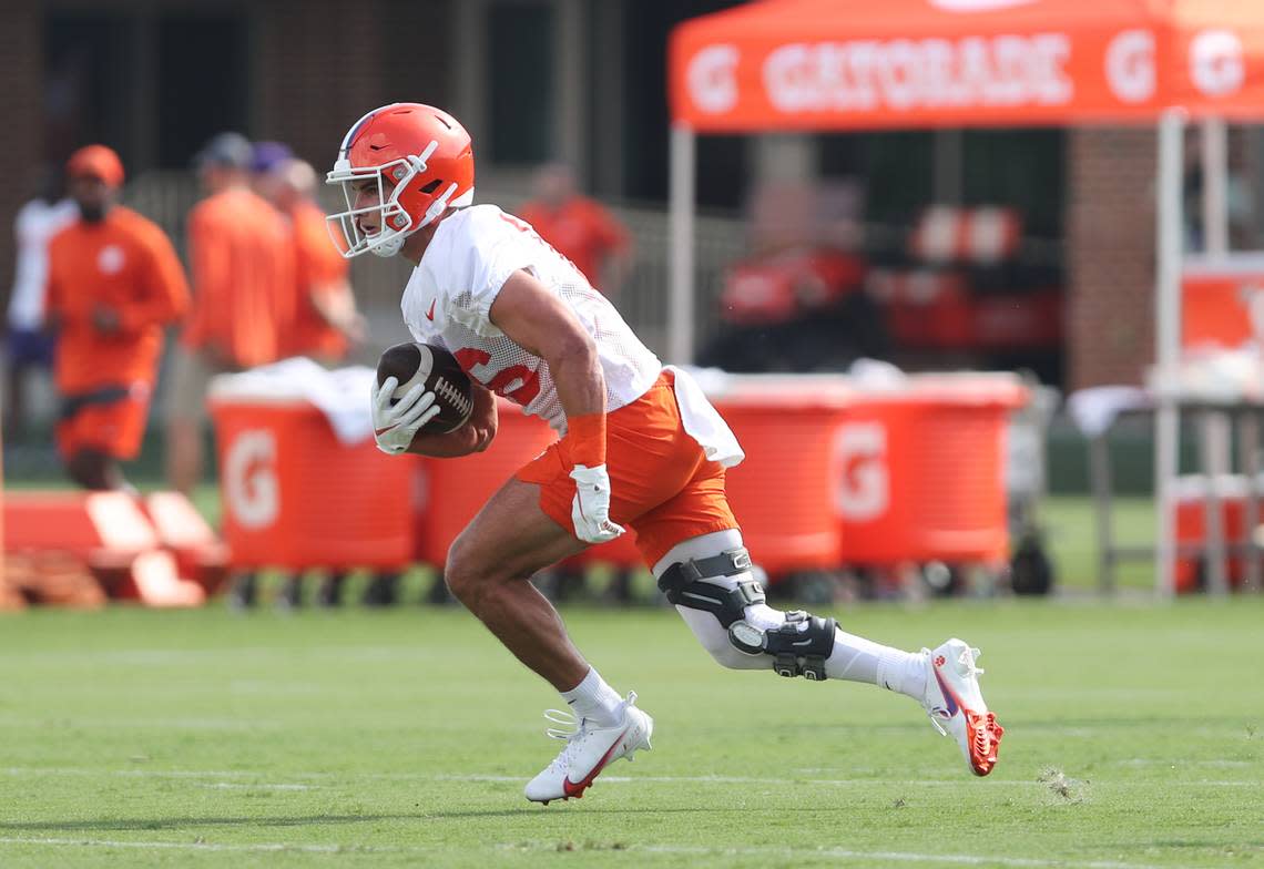 Clemson’s Will Taylor at the Tigers’ first practice of 2022 camp on Friday, Aug. 5.