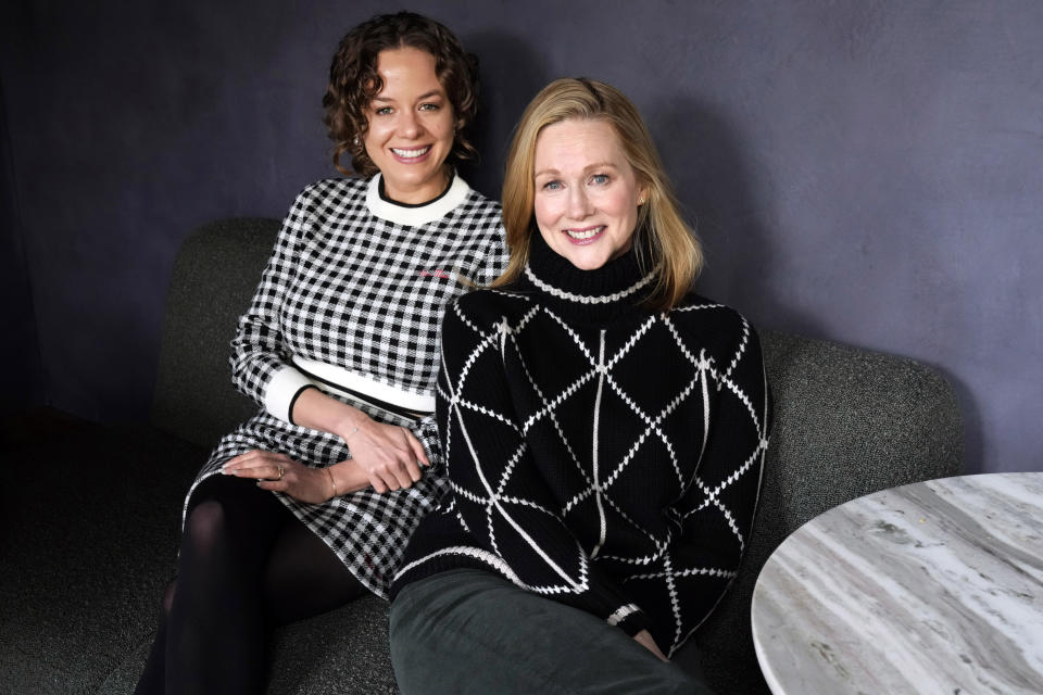 Laura Chinn, left, and Laura Linney pose for a portrait to promote their film "Suncoast" during the Sundance Film Festival on Sunday, Jan. 21, 2024, in Park City, Utah. (Photo by Charles Sykes/Invision/AP)