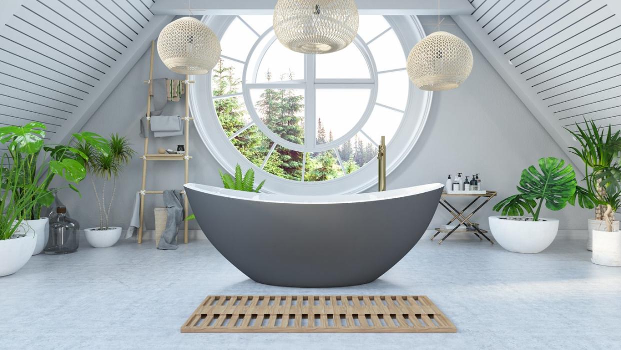 Loft Bathroom with Green Plants