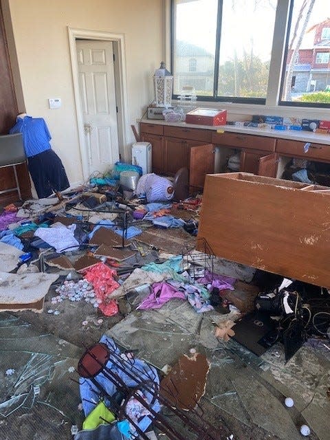 This is a view from inside the clubhouse pro shop at the Sanibel Island Golf Club. Drew Donnelly, the owner of the golf club, said everything is the pro shop was lost due to the storm surge caused by Hurricane Ian. "we got a little over four feet of water in golf shop so everything is ruined," Donnelly said. "We are now own to studs there. Even things up high were damaged."