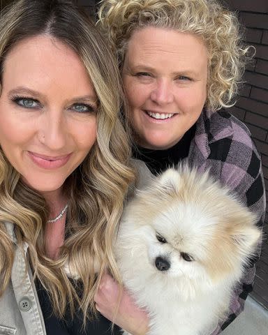 <p>Jaquelyn (Jax) Smith Instagram</p> Fortune Feimster and Jaquelyn (Jax) Smith with their dog Biggie.