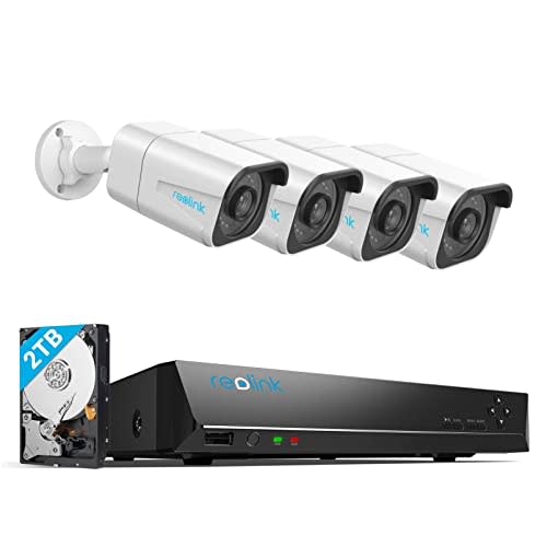 REOLINK 4K Security Camera System, 4pcs H.265 4K PoE Security Cameras Wired with Person Vehicle…